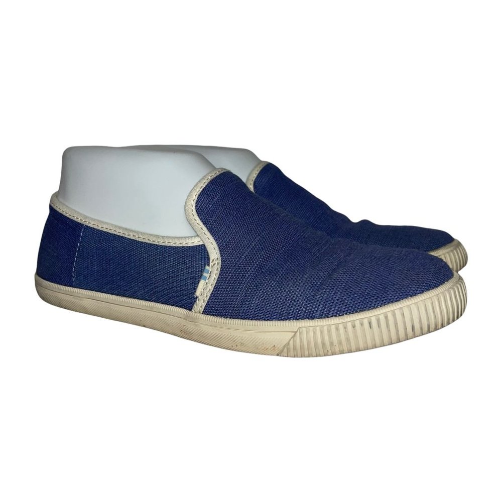 Toms Ortholite Blue Canvas Slip On Loafers Shoes Women's 7.5